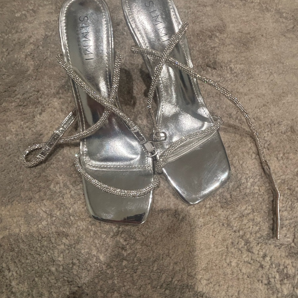 Simmi Silver Strappy Heels